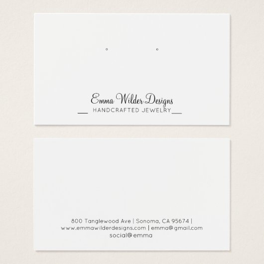 Minimalistische script Steekoorbel Displaykaart Visitekaartje (Voorkant /achterkant)