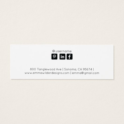 Minimalistische Script Stud Veroorning Display Car Mini Visitekaartjes (Achterkant)