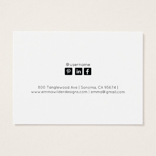 Minimalistische Script Stud Veroorning Display Car Visitekaartje (Achterkant)