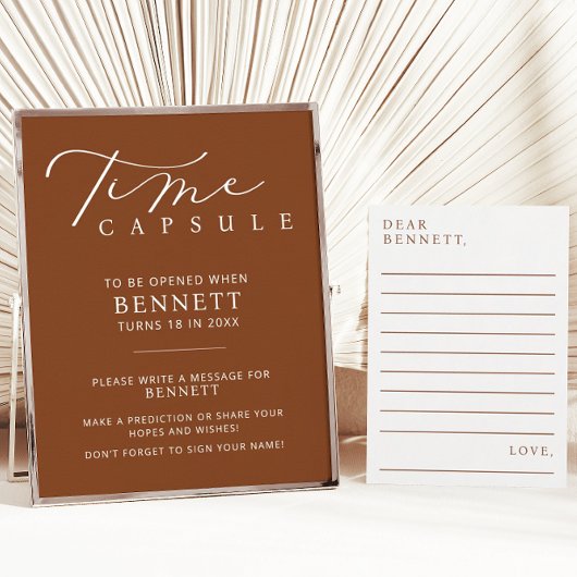 Minimalistische Script Time Capsule Baby shower Ka Kaart