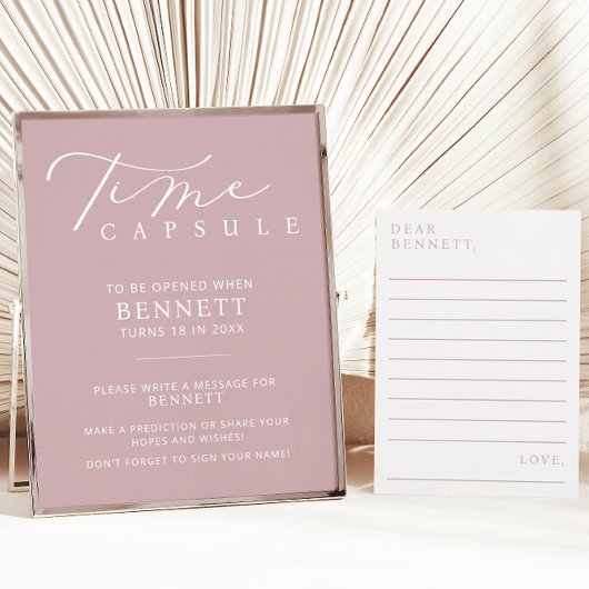 Minimalistische Script Time Capsule Baby shower Ka Kaart