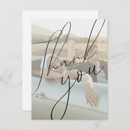 Minimalistische Script Trouw Dankkaartje Briefkaart (Voorkant / Achterkant)