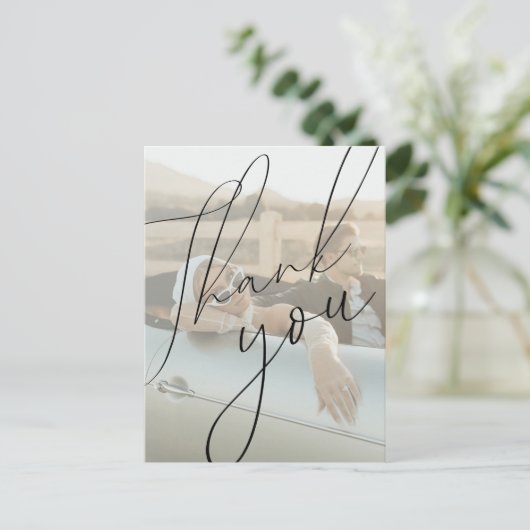 Minimalistische Script Trouw Dankkaartje Briefkaart (Staand voorkant)