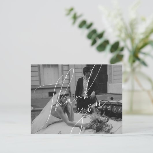 Minimalistische Script Trouw Dankkaartje Briefkaart (Staand voorkant)