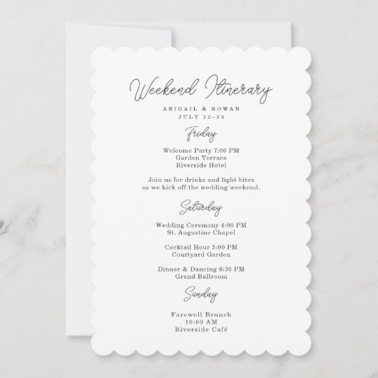 Minimalistische script trouwweekend routekaart kaart (Voorkant)