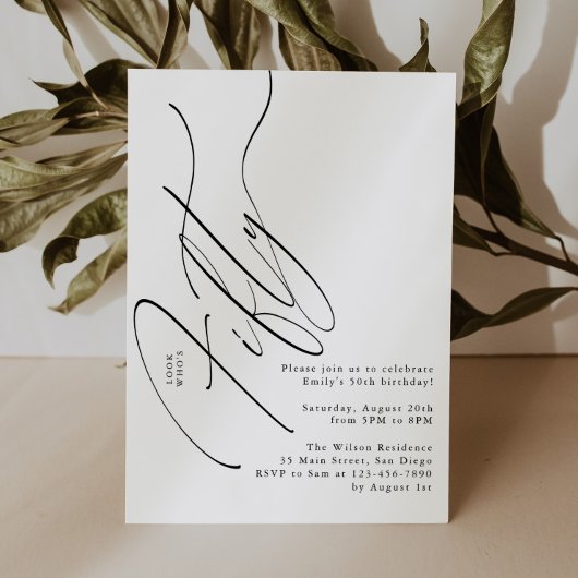 Minimalistische script typografie 50ste verjaardag kaart