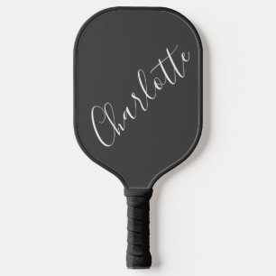 Minimalistische script typografie naam zwart-wit pickleball paddle