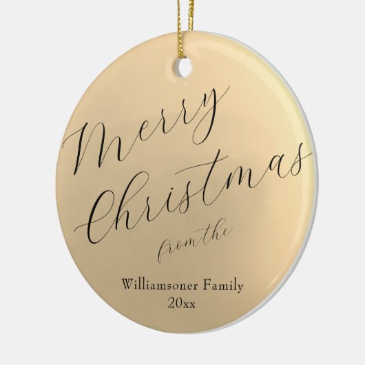 Minimalistische Script Typografie Vrolijk Kerstfee Keramisch Ornament (Links)