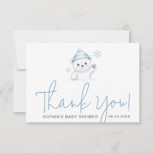 Minimalistische script typografie Winter Baby Show Bedankkaart
