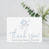 Minimalistische script typografie Winter Baby Show Bedankkaart (Staand voorkant)