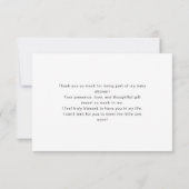 Minimalistische script typografie Winter Baby Show Bedankkaart (Achterkant)