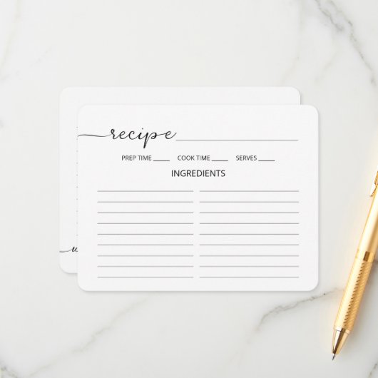 Minimalistische Script Vrijgezellenfeest Recept Ka Informatiekaartje (Voorkant / Achterkant in situ)