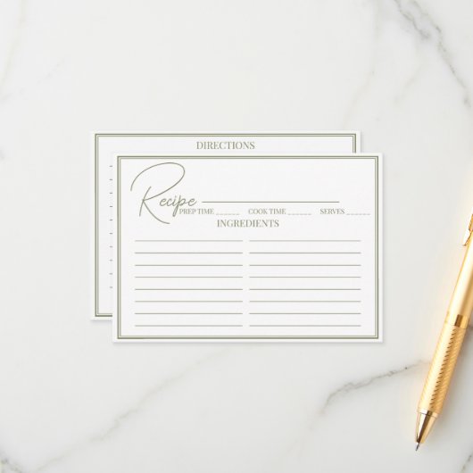 Minimalistische Script Vrijgezellenfeest Recept Ka Informatiekaartje (Voorkant / Achterkant in situ)