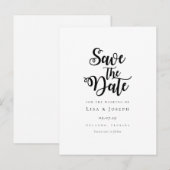 Minimalistische script zwart-wit save the date aankondigingskaart (Voorkant / Achterkant)