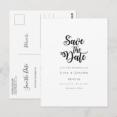 Minimalistische script zwart-wit save-the-date briefkaart (Voorkant / Achterkant)