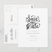 Minimalistische Script Zwart-Wit Save the Date Briefkaart (Voorkant / Achterkant)