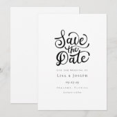 Minimalistische script zwart-wit save-the-date save the date (Voorkant / Achterkant)