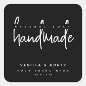 Minimalistische script zwarte handgemaakte zeep la vierkante sticker (Voorkant)