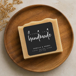 Minimalistische script zwarte handgemaakte zeep la vierkante sticker