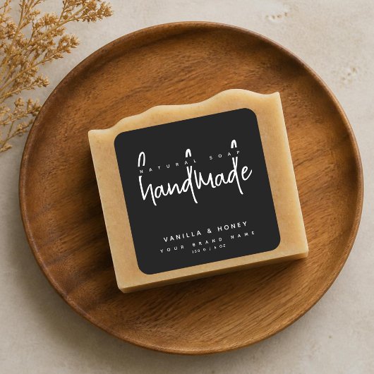 Minimalistische script zwarte handgemaakte zeep la vierkante sticker