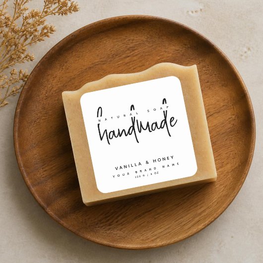 Minimalistische script zwarte handgemaakte zeep la vierkante sticker
