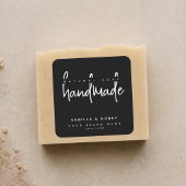 Minimalistische script zwarte handgemaakte zeep la vierkante sticker