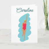 Minimalistische  script zwemmen meisjesverjaardag kaart (Voorkant)