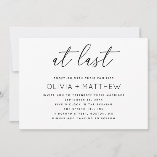 Minimalistische scriptbruiloft met QR-code | Einde Kaart (Voorkant)