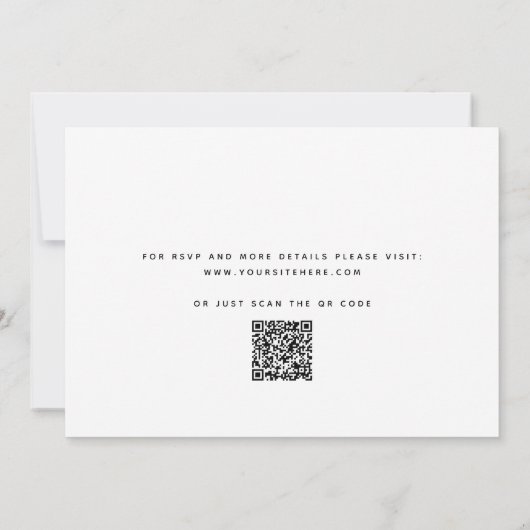 Minimalistische scriptbruiloft - Schone moderne QR Kaart (Achterkant)