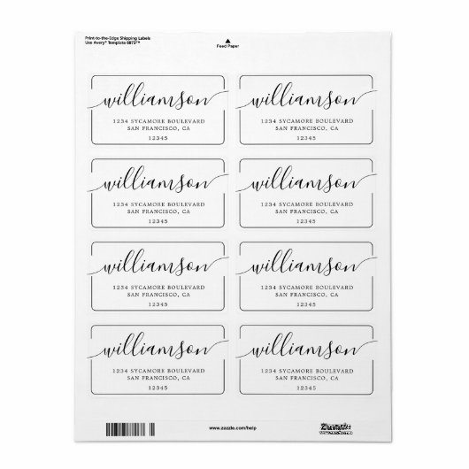 Minimalistische scriptfamilie retouradres etiket (Full Sheet)