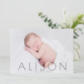 minimalistische scriptfoto bloedige geboorteaankon kaart (Staand voorkant)