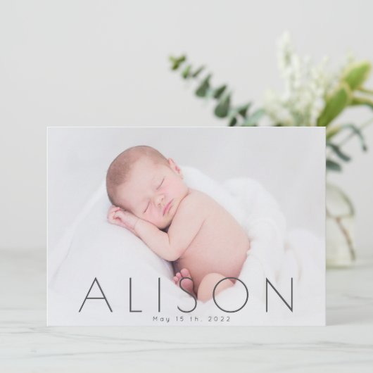 minimalistische scriptfoto bloedige geboorteaankon kaart (Staand voorkant)