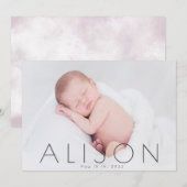 minimalistische scriptfoto bloedige geboorteaankon kaart (Voorkant / Achterkant)