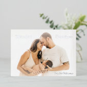 Minimalistische scriptfoto Modern Christmas Folie Feestdagenkaart (Staand Voorkant)