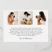 Minimalistische scriptfoto Modern Christmas Folie Feestdagenkaart (Achterkant)