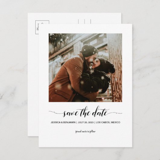 Minimalistische scriptfoto Sla het Briefkaart Datu (Voorkant / Achterkant)