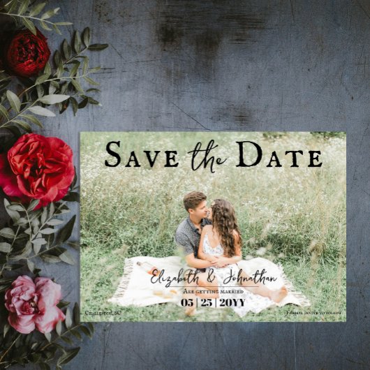 Minimalistische scriptfoto | Zwart Save The Date