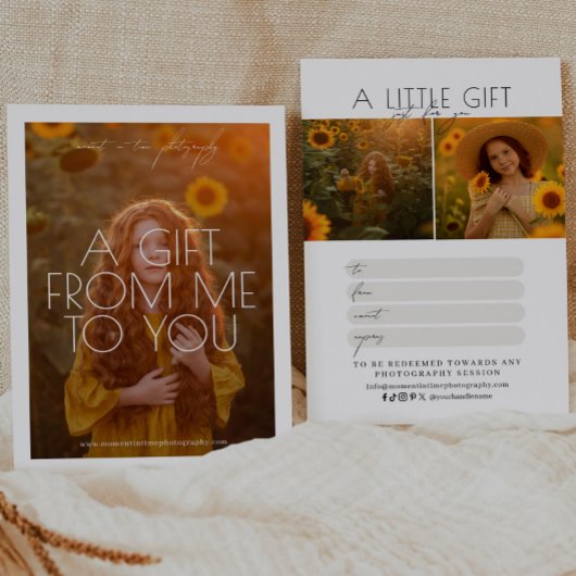 Minimalistische scriptfotografie cadeaubon