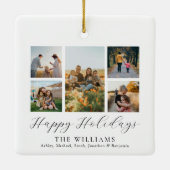 Minimalistische scriptie familie foto collage keramisch ornament (Achterkant)