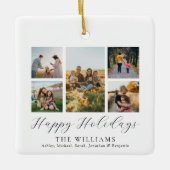 Minimalistische scriptie familie foto collage keramisch ornament (Voorkant)