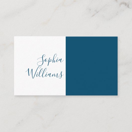 Minimalistische scriptie navy en witte visitekaart visitekaartje (Voorkant)
