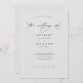 Minimalistische scriptie Stone Gray Wedding Invita Kaart (Voorkant / Achterkant)