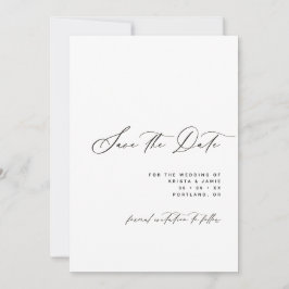 Minimalistische Scriptie Zwart & Wit Foto Bruiloft Save The Date