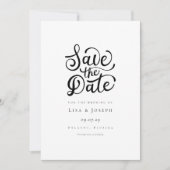 Minimalistische scriptie zwart-wit Save the Date (Voorkant)