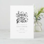 Minimalistische scriptie zwart-wit Save the Date (Staand voorkant)