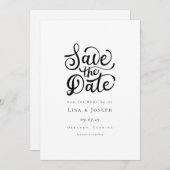Minimalistische scriptie zwart-wit Save the Date (Voorkant / Achterkant)