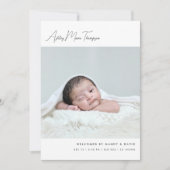 Minimalistische scriptlettering 5-foto babygeboort aankondiging (Voorkant)