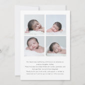 Minimalistische scriptlettering 5-foto babygeboort aankondiging (Achterkant)