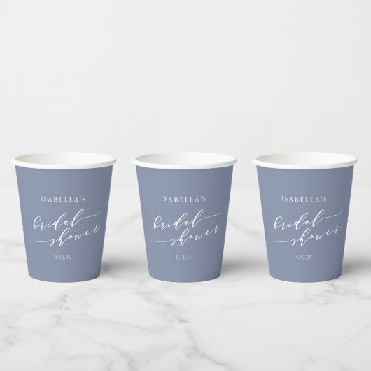 Minimalistische scriptlettering blauwe bruidsdouch papieren bekers (Multi)