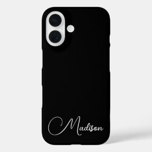 Minimalistische scriptnaam Custom Black iPhone 16 Hoesje